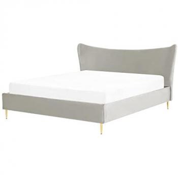 Lit Double Velours Gris Clair 180x200 – Marque Chaleix