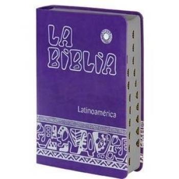 La biblia latinoamérica [letra grande] simil-piel morada, canto plateado, con uñeros