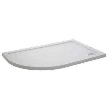Nuie NTP112 Modern Bathroom Left Hand Offset Quadrant Slimline Pearlstone Shower Tray 800mm x 1200mm Gloss White
