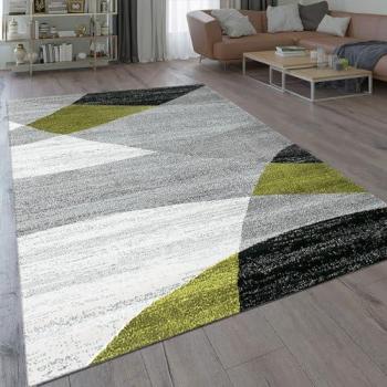 Metro Geometrischer Flachgewebe Teppich grau/grün/weiß 60x110 cm