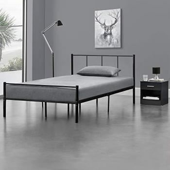 Lit Simple Laos Noir – Sommier à Lattes 120×200 cm (Structure en Acier)