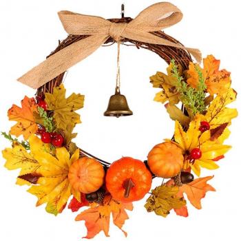 Halloween Pumpkin Wreath with Bell