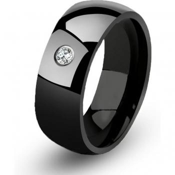 FDLK Eleganter Schwarzer Ionenring mit Strass für Hochzeiten