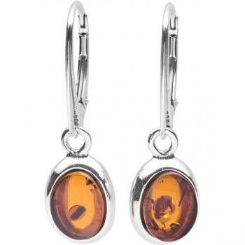Silber‑Bernstein Ohrhänger „Helli“ – Damenohren mit 31 × 9 mm – Ostsee-Schmuck (Paar)