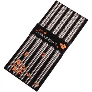 Durable Chinese Stainless Steel Chopsticks – 5 Piece Kit