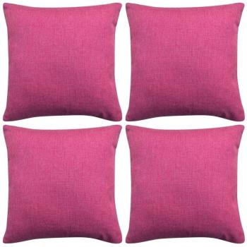 VidaXL Set di 4 federe per cuscini rosa in finto lino 80x80 cm