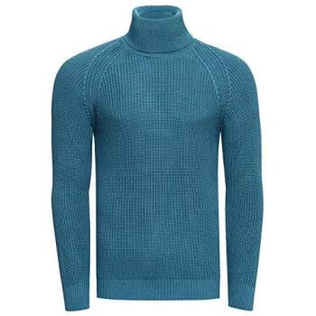 RUSTY NEAL Herren Rollkragenpullover 3XL – Petrolblau – Grobstrick, Slim Fit