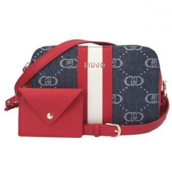 Blue Women's Printed Shoulder Bag with Zip