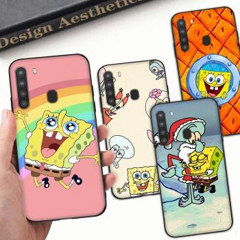 PB8 SpongeBob Cartoon Schwarze Silikonhülle für Samsung A03