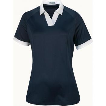 Callaway Damenpoloshirt V-Placket Colorblock ärmellos dunkelblau, Größe M