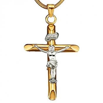Lichtkristall Kreuz – Unisex, 585 Gold (Gelb)