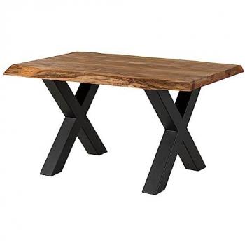 Tavolo da pranzo Freeform 5 in legno di sheesham verniciato naturale con gambe in ferro antracite 140x90