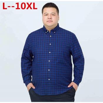 Camisa de Hombre de Algodón, Manga Larga, Tallas Plus 8XL 6XL 5XL, Estilo Casual