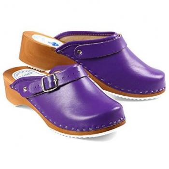 Aves-24 CLOGS – Pantolette mit Sandaletten‑Design, Leder und Holzschuhsohle