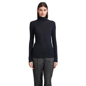 Schwarzes Rollkragenshirt aus elastischer Modalware