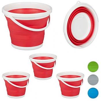 Secchi Portatili 10L (4x) – Rosso, Ideali per Casa e Auto