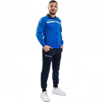 Givova One Fleece-Trainingsanzug, Reißverschluss, Blau, S