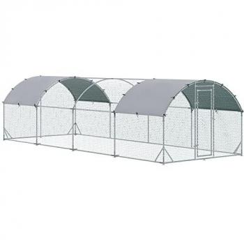 Jaula de Aves PawHut Grande de Acero Galvanizado 280x760x197 cm con Techo de Tela Oxford