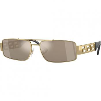 Versace Hombre VE2257 10025A Gafas de sol Metal Oro Marrón Cuadrado Normal Espejo