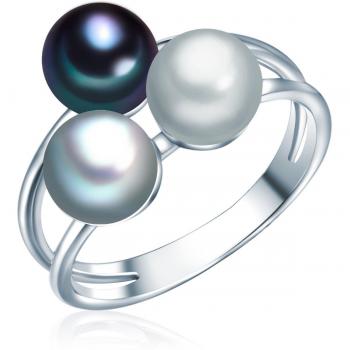 Valero Anillo de Perla Blanca con Genciana