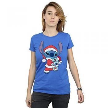 Dame’s Lilo & Stitch Kerstkatoen Tee – Koningsblauwe variant