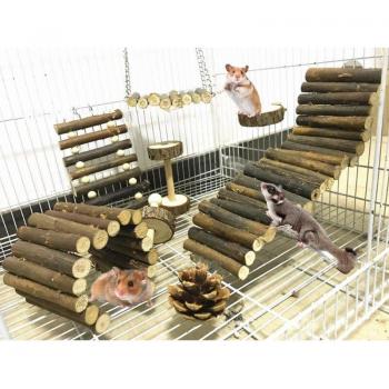 8Pcs Wooden Pet Toy Set for Hamsters