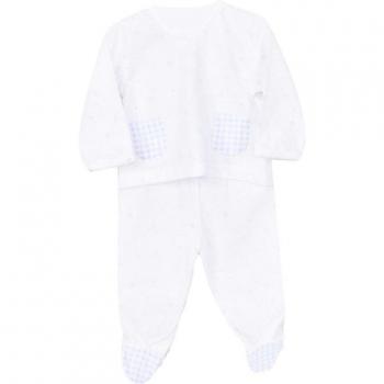 Set manica lunga con taschini Vichy 1 mese alb