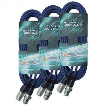 Keepdrum 15m DMX Kabel Blau 3-pol XLR 100-Ohm 3 Stück Audio-Kabel, XLR