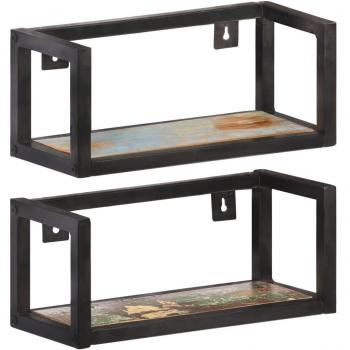 Étagères murales en bois de récupération 2 pcs 40 cm