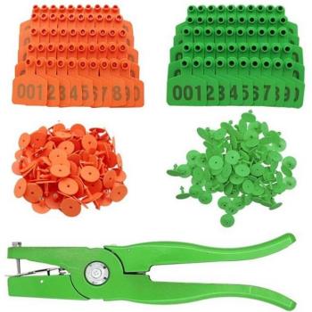 200 Plastic Ear Tags for Cattle and Pigs with Applicator Tool