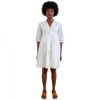 Vertbaut Short Broderie Anglaise White Maternity Nursing Dress 48 (UK20)