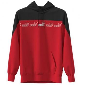 PUMA Herren Hoodie Around the Block in Schwarz/Rot Größe M
