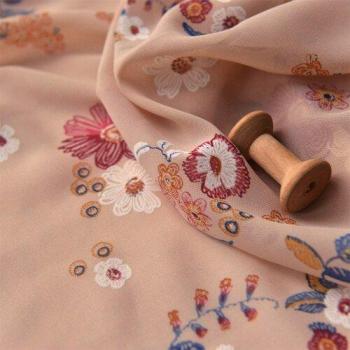 Spitzen Chiffon Stoff mit Retro Blumen