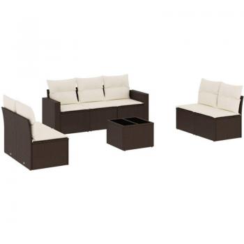 Set Completo de Sofás de Jardín 8 x Cojines Rattan Marrón – Vidaxl