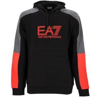 Felpa con cappuccio EA7 Visibility Logo Nero Rosso Grigio