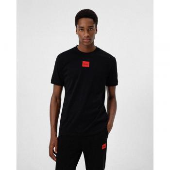 HUGO Maglietta Uomo Diragolino212 Nera Regular Fit in Cotone Sostenibile L