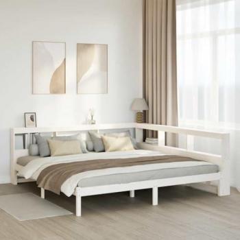 Cama Multifuncional Blanca en Madera Sólida 180x200 cm
