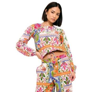 Pixiegirl Petite Abstract Tile Print Top in Orange – Women’s Size 8