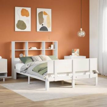 Cama y Almacenamiento en Madera Blanca 135x190