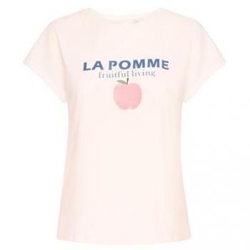 Ichi Frauen‑T-Shirt „Cloud Dancer Apple“ – S, weiß, 60 % Poly, 34 % Baun, 6 % Elastan