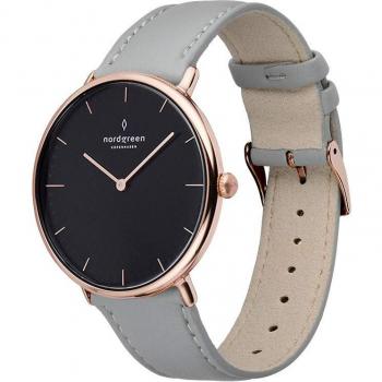 Graues Lederarmband Uhr für Damen
