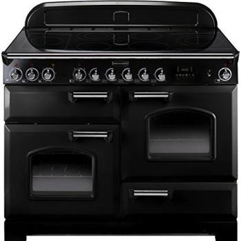 Rangemaster Classic Deluxe Electric Ceramic Range Cooker 110cm Black Chrome
