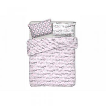 Copripiumino Singolo 100% Cotone Rosa Pensieri Delicati con Design Love Love