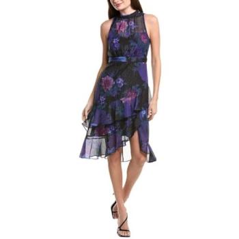 Adrianna Papell Robe Éclatante Noire Halterneck