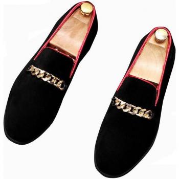Chaussures de soirée pour homme en métal avec broderie et chaîne
