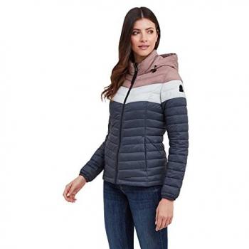 TOG24 Garriston Women's Eco-Friendly Lightweight Padded Colorblock Jacket with Fixed Hood in Washed Blue/Pink