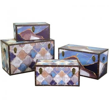 Baule Ecopelle 1-4 Blu Marocco 80x40h50