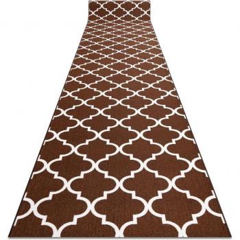 Marocco Passatoia 100 cm Gommata Trifoglio Trellis Brown