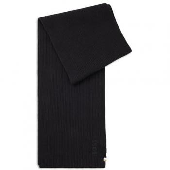 Écharpe noire côtelée BOSS