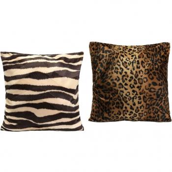 Housse de coussin 45x45cm, 2 pièces, motifs léopard et zèbre